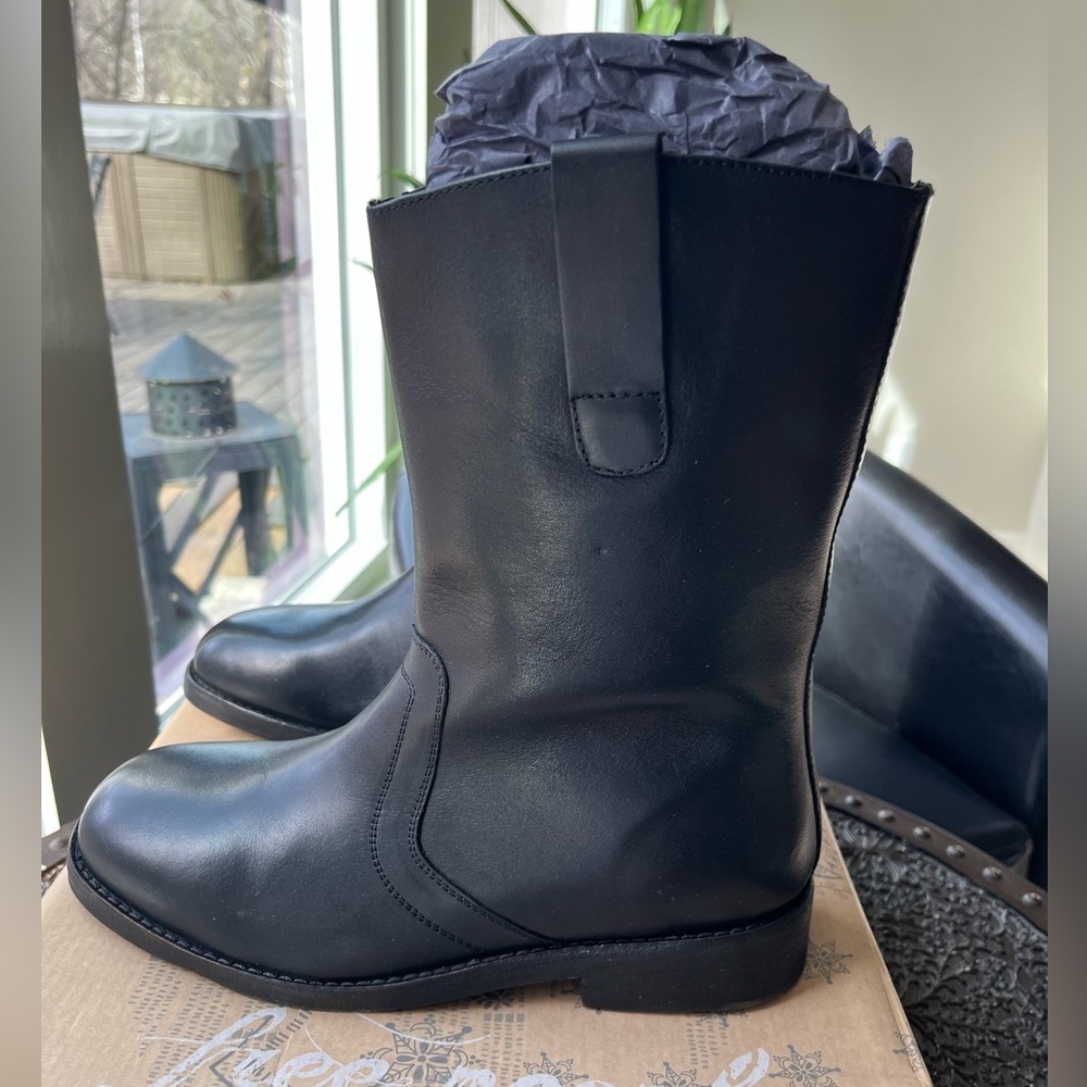 FREE PEOPLE EASTON EQUESTRIAN ANKLE BOOTS IN BLACK 38.5 7.5 - Picture 4 of 8